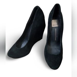 Dolce Vita Black Suede Wedge Heels Sz 7.5